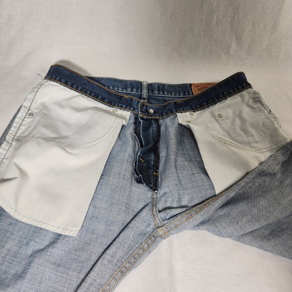 Vintage LEVI'S 555 Hipster Faded Distressed BOOT CUT Jeans Men's Size W 34 L 32. - Picture 8 of 16